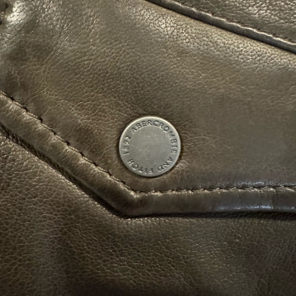 NWT Abercrombie & Fitch Genuine Leather Moto Jacket Brown Small - Picture 9 of 10